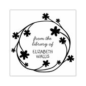 可愛いフローラリースカジュアルスクリプト名前をカスタムする本 ラバースタンプ (インプリント)