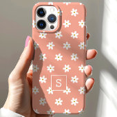 可愛いフローラルピーチグラスリリーパターンモノグラム Case-Mate iPhoneケース