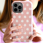 可愛いフローラルピーチグラスリリーパターンモノグラム Case-Mate iPhoneケース