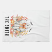 可愛いフローラレース幽霊|不気味甘い秋ハロウィーン キッチンタオル (横)