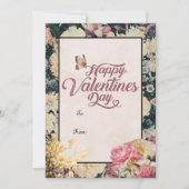 可愛いフローラヴィンテージバレンタインデイカード シーズンカード (正面)