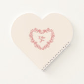 可愛いフローラヴィンテージ赤いハートネームバレンタインデー ノートブック (裏面)