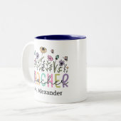 可愛いフローラ先生鑑賞名前をカスタムする ツートーンマグカップ (正面左)