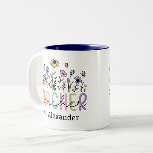 可愛いフローラ先生鑑賞名前をカスタムする ツートーンマグカップ (正面左)