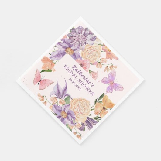 可愛いフローラ彼与え私蝶ブライダルシャワー スタンダードランチョンナプキン (角)