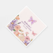 可愛いフローラ彼与え私蝶ブライダルシャワー スタンダードランチョンナプキン (角)