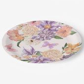 可愛いフローラ彼与え私蝶ブライダルシャワー ペーパープレート (アングル)