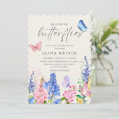 可愛いフローラ彼与え私蝶ブライダルシャワー 招待状 (スタンド正面)