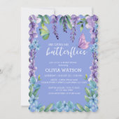 可愛いフローラ彼与え私蝶ブライダルシャワー 招待状 (正面)