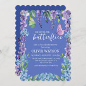 可愛いフローラ彼与え私蝶ブライダルシャワー 招待状 (正面/裏面)