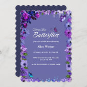 可愛いフローラ彼与え私蝶ブライダルシャワー 招待状 (正面/裏面)