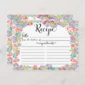 可愛いフローラ枠ブライダルシャワーレシピカード ポストカード (正面/裏面)