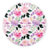 可愛いフローラ植物水彩 セラミックノブ (正面)