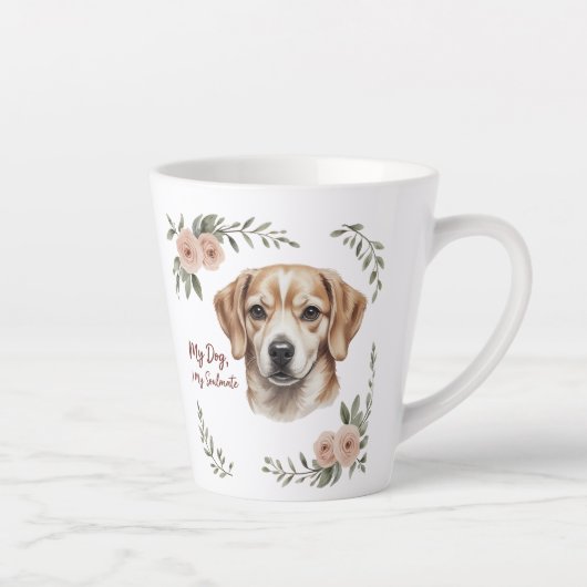 可愛いフローラ犬好きギフトカップ カフェラテマグ (右)