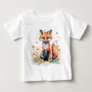 可愛いフローラ狐 ベビーTシャツ
