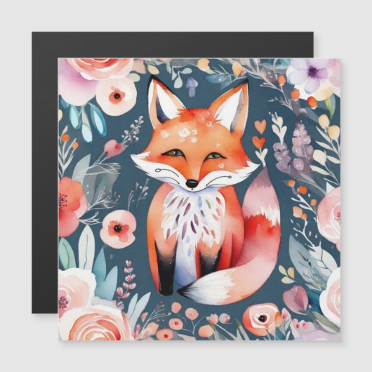 可愛いフローラ狐 マグネット招待状 (正面/裏面)