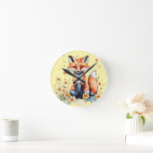 可愛いフローラ狐 ラウンド壁時計 (ホーム)