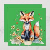 可愛いフローラ狐 招待状 (正面/裏面)