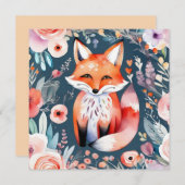可愛いフローラ狐 招待状 (正面/裏面)