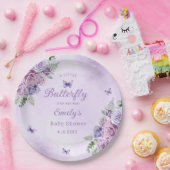 可愛いフローラ紫色の蝶ガールベビーシャワー ペーパープレート (パーティー)