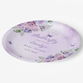 可愛いフローラ紫色の蝶ガールベビーシャワー ペーパープレート (アングル)