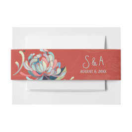 可愛いフローラ結婚のモノグラム 招待状ベリーバンド