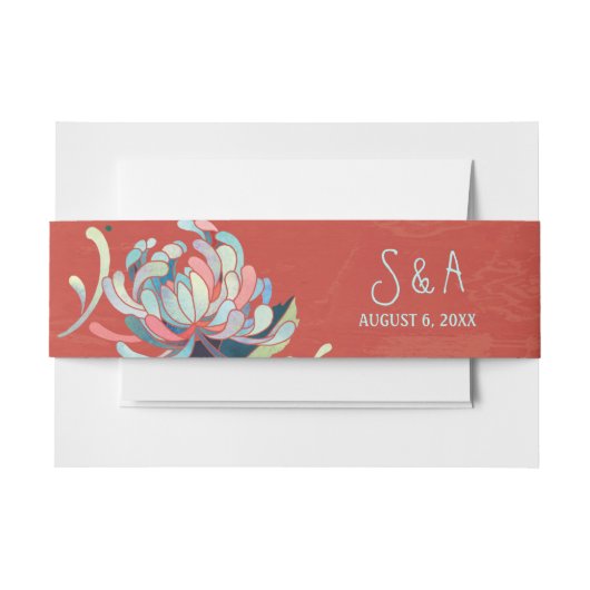 可愛いフローラ結婚のモノグラム 招待状ベリーバンド (正面例)