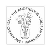 可愛いフローラ花花束石工ジャガーファミリー セルフインキングスタンプ (デザイン)