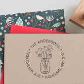 可愛いフローラ花花束石工ジャガーファミリー セルフインキングスタンプ