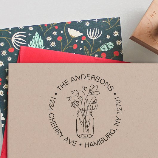 可愛いフローラ花花束石工ジャガーファミリー セルフインキングスタンプ