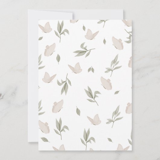 可愛いフローラ蝶が1歳の誕生日を迎える 招待状 (裏面)