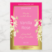 可愛いフローラ製品包装ラベルピンクと金ゴールド フードラベル (シングルラベル)