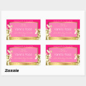 可愛いフローラ製品包装ラベルピンクと金ゴールド 長方形シール (シート)