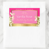 可愛いフローラ製品包装ラベルピンクと金ゴールド 長方形シール (バッグ)