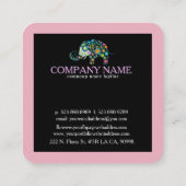 可愛いフローラ象オンブラックピンク縁ど スクエア名刺 (裏面)