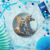 可愛いフローラ飛んでいるユニコーン小さなポニー紙プラ ペーパープレート (パーティー)