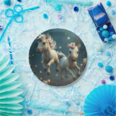 可愛いフローラ飛んでいるユニコーン小さなポニー紙プラ ペーパープレート (パーティー)