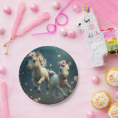 可愛いフローラ飛んでいるユニコーン小さなポニー紙プラ ペーパープレート (パーティー)