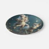 可愛いフローラ飛んでいるユニコーン小さなポニー紙プラ ペーパープレート (アングル)