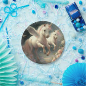 可愛いフローラ飛んでいるユニコーン小さなポニー紙プラ ペーパープレート (パーティー)