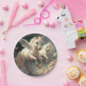 可愛いフローラ飛んでいるユニコーン小さなポニー紙プラ ペーパープレート (パーティー)