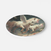 可愛いフローラ飛んでいるユニコーン小さなポニー紙プラ ペーパープレート (アングル)