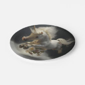 可愛いフローラ飛んでいるユニコーン小さなポニー ペーパープレート (アングル)