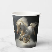 可愛いフローラ飛んでいるユニコーン小さなポニー 紙コップ (裏面)