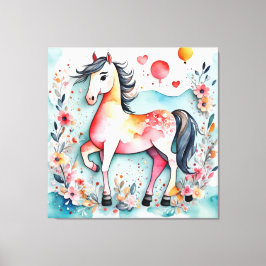 可愛いフローラ馬 キャンバスプリント