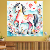 可愛いフローラ馬 キャンバスプリント (インサイチュ (リビング))