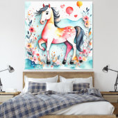 可愛いフローラ馬 キャンバスプリント (インサイチュ (寝室))