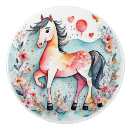 可愛いフローラ馬 セラミックノブ