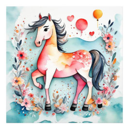 可愛いフローラ馬 フォトプリント           