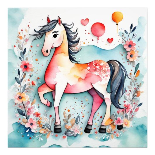 可愛いフローラ馬 フォトプリント            (正面)